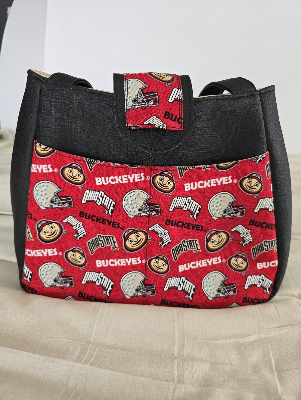 OSU Buckeyes BowlStyle Fan Tote Game Day Tailgate Handcrafted Red/Black Like New